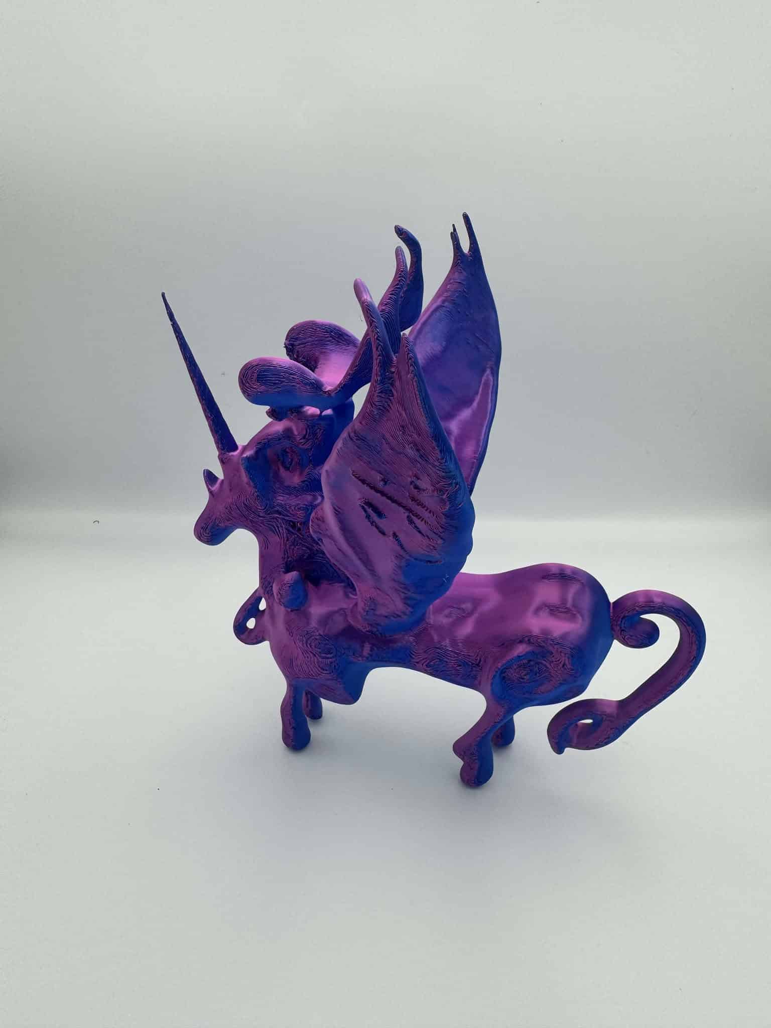 Disabled unicorne An image of a vibrant 3D-printed unicorn with wings.