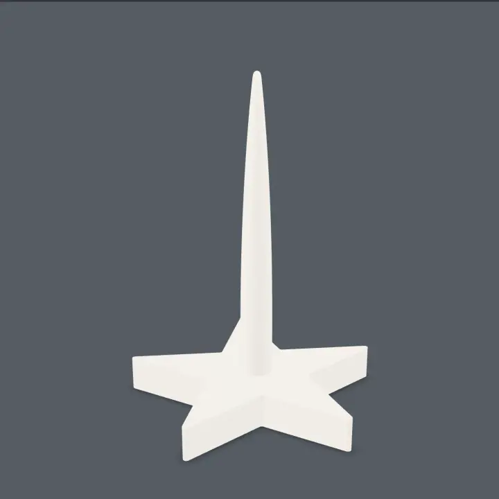 Studio render of the star style spinner plate standing upright, the part that rests in the base and carries the yarn cake.
