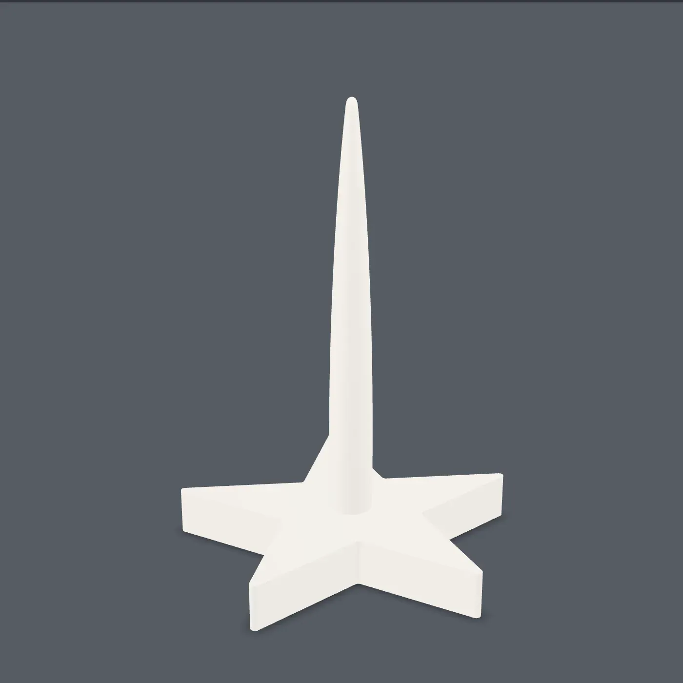 Studio render of the star style spinner plate standing upright, the part that rests in the base and carries the yarn cake.